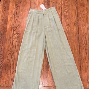 Z Supply Farrah “Matcha green” Pants High-Waisted Wide-Leg. NWT $128 XS